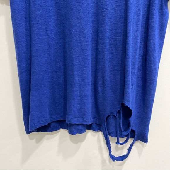 IRO Poppy Tee Royal Blue Distressed Linen Short Sleeve Top Crewneck Size Large - Picture 3 of 8